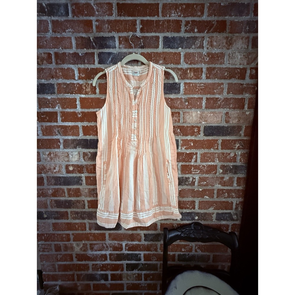 Faherty‎ Isha Organic Cotton Pintuck Mini Dress  Size S Stripe Beachy Coastal